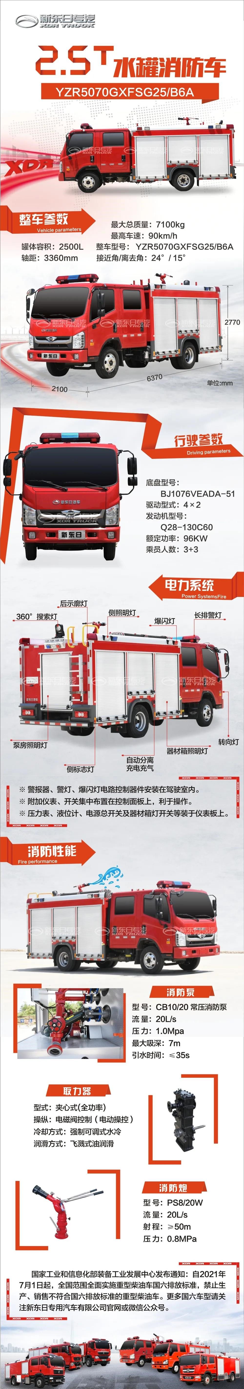國六福田2.5噸水罐消防車